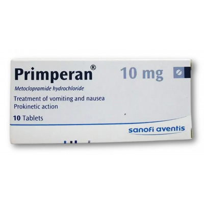 PRIMPERAN 10 MG ( METOCLOPRAMIDE HYDROCHLORIDE ) 10 SCORED TABLETS